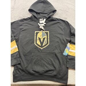 NHL Vegas Golden Knights Mens Lace Up Hoodie Black Gold Sweatshirt NWT Size L